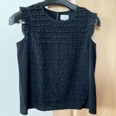 LANVIN en Bleu フリル付きブラックノースリーブシャツ M