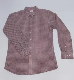 ユニクロ チェックシャツ ボタンダウン 赤×黒×白 Lサイズ コットン