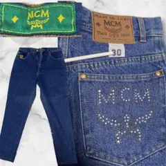 【希少/イタリア製】MCMヴィンテージデニム スタッズ ロゴプレート 30インチのサムネイル