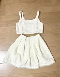 140サイズ　ラブトキシック　ホワイト ツイード風 セットアップ