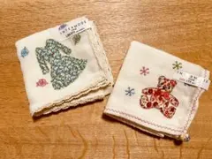 刺繍ガーゼハンカチ　2枚セット