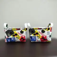 猫ちゃん　マルチカラー　布バスケット小物入れ　収納バスケット2個セット　帆布