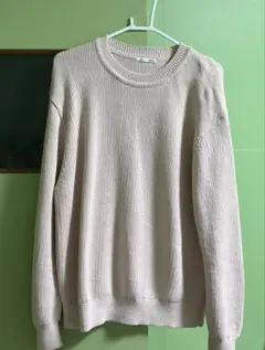 GU メンズ クルーネック ニット ピンク M