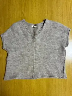 Studio Clip グレー Vネックニットベスト ベスト アルパカ30%