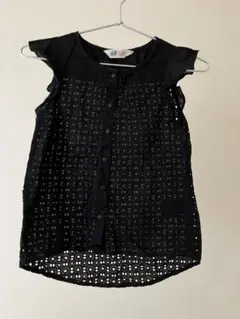 ブラウス トップス　H&M エイチアンドエム　黒　レース　ノースリーブ