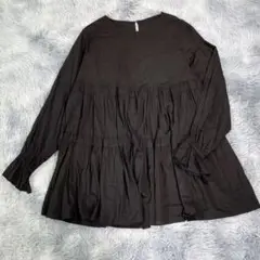 AMERICANHOLIC【M】チュニック　ブラウス　ブラック　透け感あり　薄手