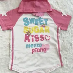 メゾピアノ 150 半袖パーカー タグ付 ベリエちゃん ロゴ ピンク　希少