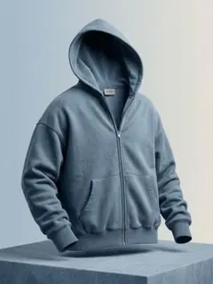 メンズ ジップアップパーカー グレージュブルー