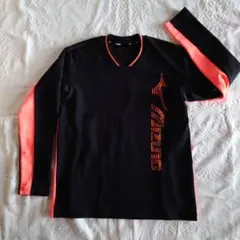Mizuno 長袖シャツ 黒/オレンジ