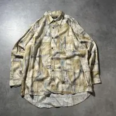 ヴィンテージ 総柄 幾何学 ヨーロピアン 長袖 レトロ パターン シャツ