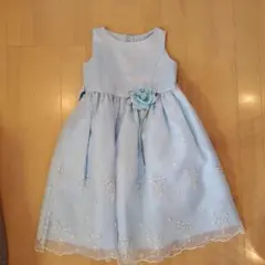 水色 花飾り付きドレス
