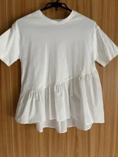 DRESKIP アシンメトリー フリル Tシャツ ホワイト　Lのサムネイル