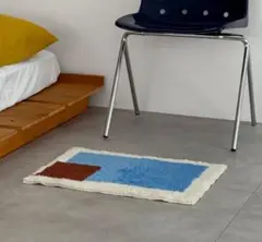 ブルーブラウン ラグ バスマット スクエア マット 北欧 モダン 韓国 人気