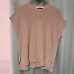 自由区 フレンチスリーブ サマーニット ベージュ サイズ38 クリーニング済