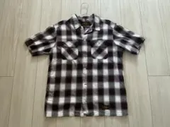 み*屋様 Schott オンブレ レーヨン 半袖チェックシャツ Mサイズ グレー