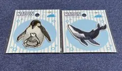 お魚水族館ワッペン・可愛い仲良し親子ペンギンとクジラ2枚セット　海の生き物