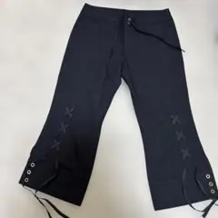 ROSTROブラック サイドレースアップ カジュアルパンツ
