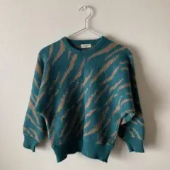 BAGOUSTYLE ゼブラ 柄 ニット セーター グリーン 緑 レディース