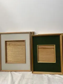 6点セット売り　木製額縁 緑と白　ガラスなし　布張り