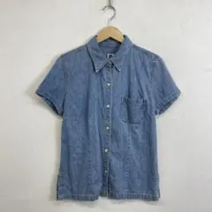 90s OLD GAP 半袖 デニムシャツ ブルー マチ付き vintage
