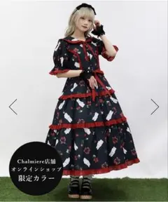 別珍　ゴスロリAxes Kawaiiゴシックブラックベルベット長袖OP 美品 別珍 ゴスロリAxes Kawaiiゴシックブラックベルベット長袖OP 美