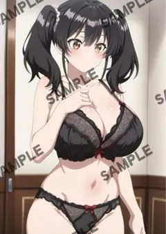 AI美女/AIイラスト/A4ポスター/可愛い/グラビア/ランジェリー/黒髪