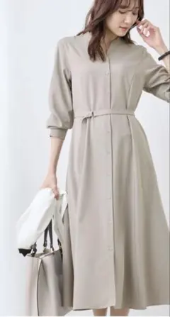 ROPÉ PICNIC 配色アソートシャツワンピース　ブラウン　36