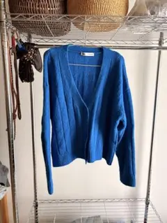 ZARA リブニットカーディガン　青