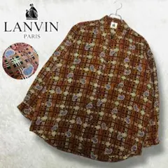 ヴィンテージ ランバン 長袖 シャツ 柄シャツ チェック ペイズリー 光沢 薄手