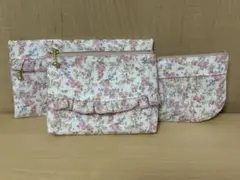 リバティ生地ハンドメイドポーチ3点セット