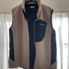 Columbia フリースベスト Lサイズ ベージュ/ネイビー