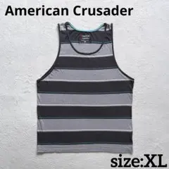 American Crusader ボーダー タンクトップ インド綿 XL