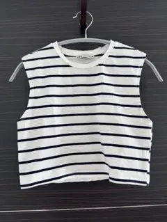 ZARA ボーダーノースリーブ タンクトップ Mサイズ