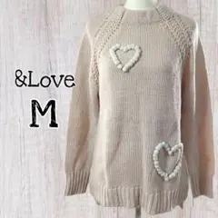 &Love トップス ハートモチーフ ニットプルオーバー Mサイズ￼/USED