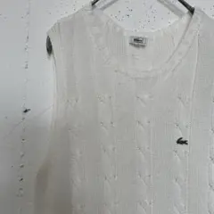 LACOSTE【日本製】コットン100% ケーブルニットベスト　サイズ42