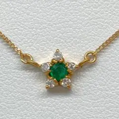 K18 エメラルド ダイヤ 星 ネックレス 1.8g