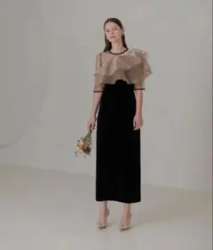 Leja レジャ　アシンメトリーティアードフリル　3way ベロア