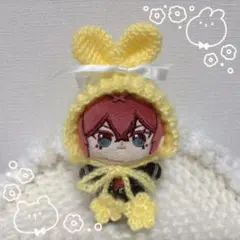 27【8cm】ほわぬいサイズ　ぬい服　帽子　うさ耳ボンネット　イエロー