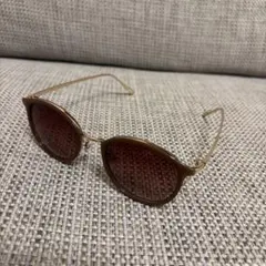 ブラウンメタルフレームオーバルサングラス