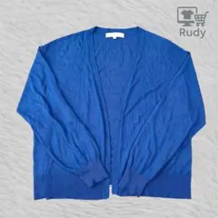 【grove】シアーニット カーディガン ブルー M