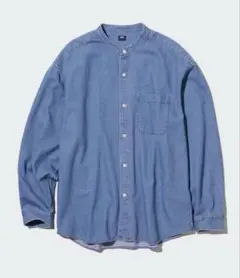 UNIQLO デニムオーバーサイズスタンドカラーシャツ