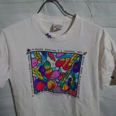 け345 USA製 ライフイズアート グラフィック マンゴー Tシャツ M 白のサムネイル
