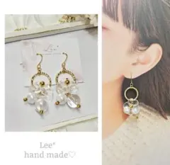 ＃260　クリアフラワー　ゴールドリング　大人かわいい♡ピアス/イヤリング