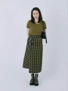 tina : jojun ラップ風チェック柄スカート