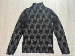 レース シースルー ブラック 長袖 トップス ブラウス ハイネック L 美品