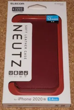 新品★エレコム iPhone12mini レザーケース レッド