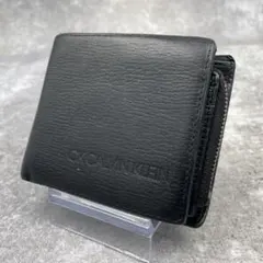 【微美品】カルバンクライン Calvin Klein折り財布 黒 レザー