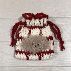 犬 巾着 ポーチ 編み物