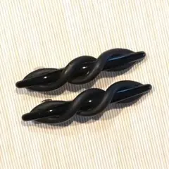 【美品】ブラックツイストヘアクリップ2個セット　ヘアアクセサリー