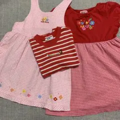 mikiHouse ワンピース.ジャンバースカート.Tシャツ3点set